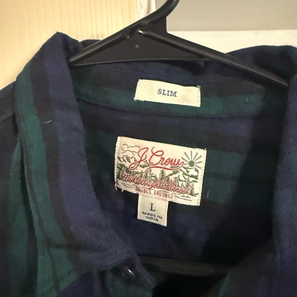 J. Crew Navy and Green Plaid Shirt - Picture 2 of 3